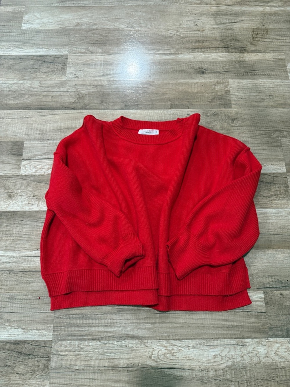 Shop TALULAH Bright Red Crewneck Sweater - Relaxed Knit Pullover Madi Nelson S